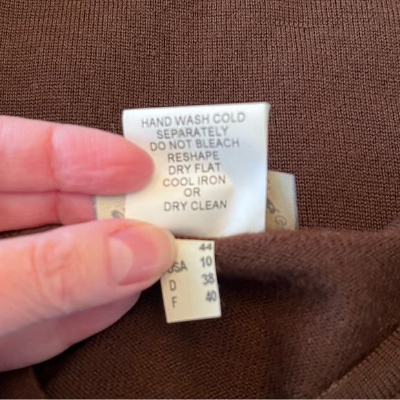 VTG Maddonetto 100% Merino Wool Short Sleeve Brown Sweater Woman’s Size 10 Italy - Picture 6 of 8